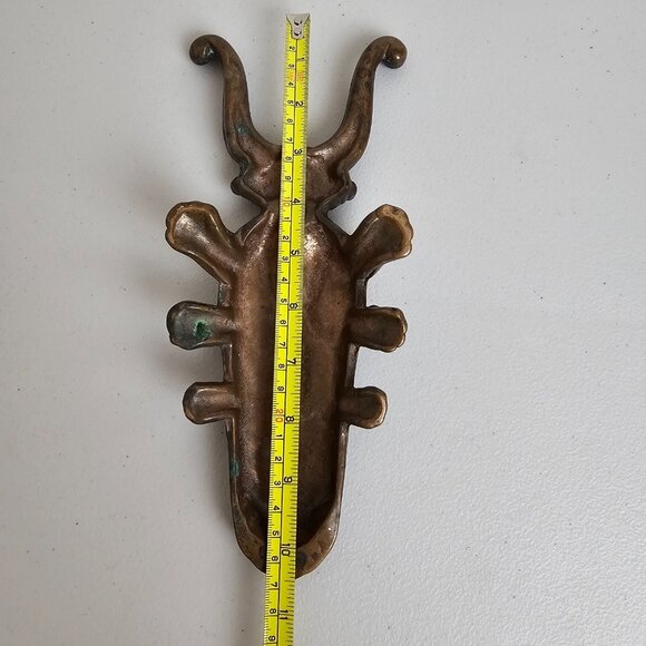 Solid Cast Brass Beetle Boot Cast/Door Stop Vintage Heavy Decor 10" Bug - Picture 5 of 7